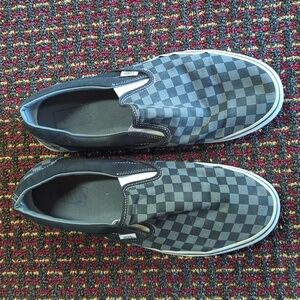 Vans Black and Gray Checkered Slip-Ons
